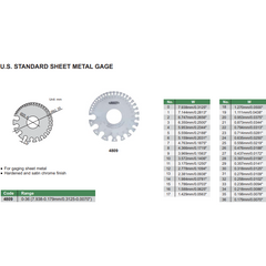 Insize Sheet Metal Gauge AWG #0–36 Range Series 4809