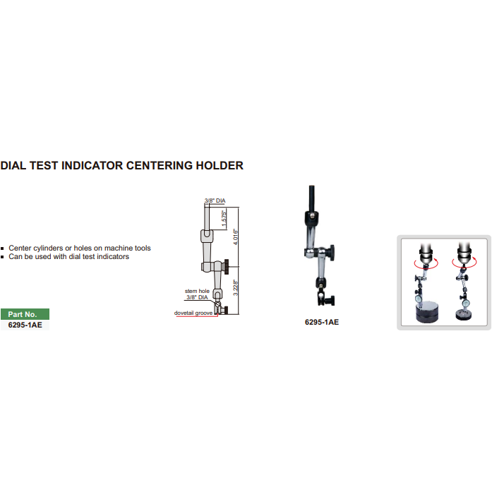 Insize Dial Test Gauge Indicator Holder Round Stem Series 6295-1AE