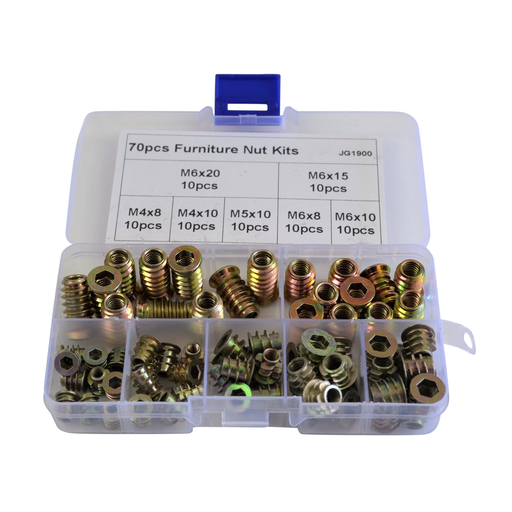 70pc Metric Zinc Alloy Furniture Inserts Grab Kit Assortment - Twin Eagle Imports