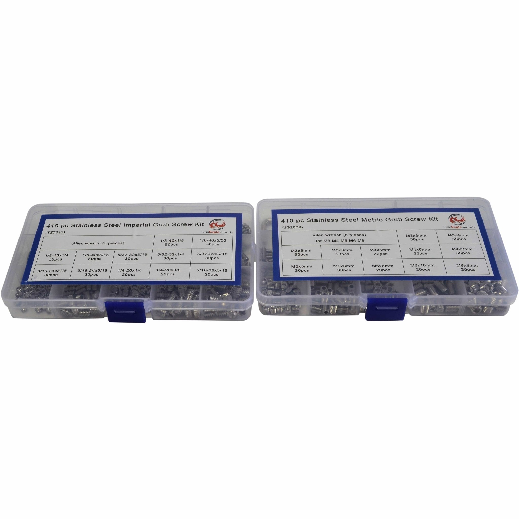 820pc Metric and Imperial Stainless Steel Grub Screw Grab Kit - Twin Eagle Imports