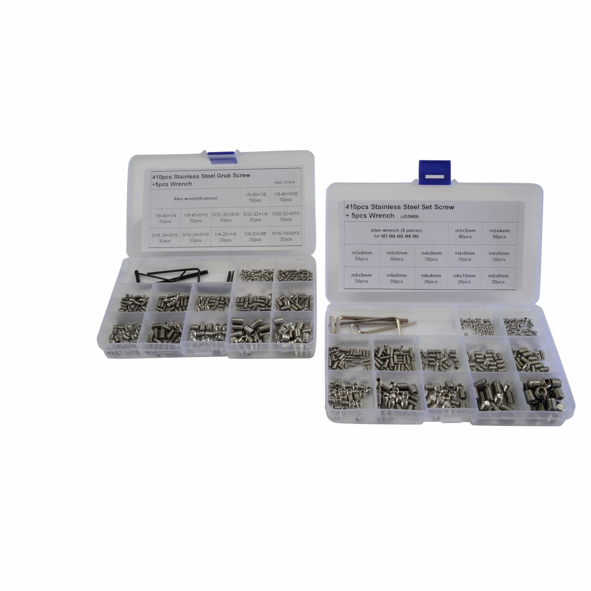 820pc Metric and Imperial Stainless Steel Grub Screw Grab Kit - Twin Eagle Imports