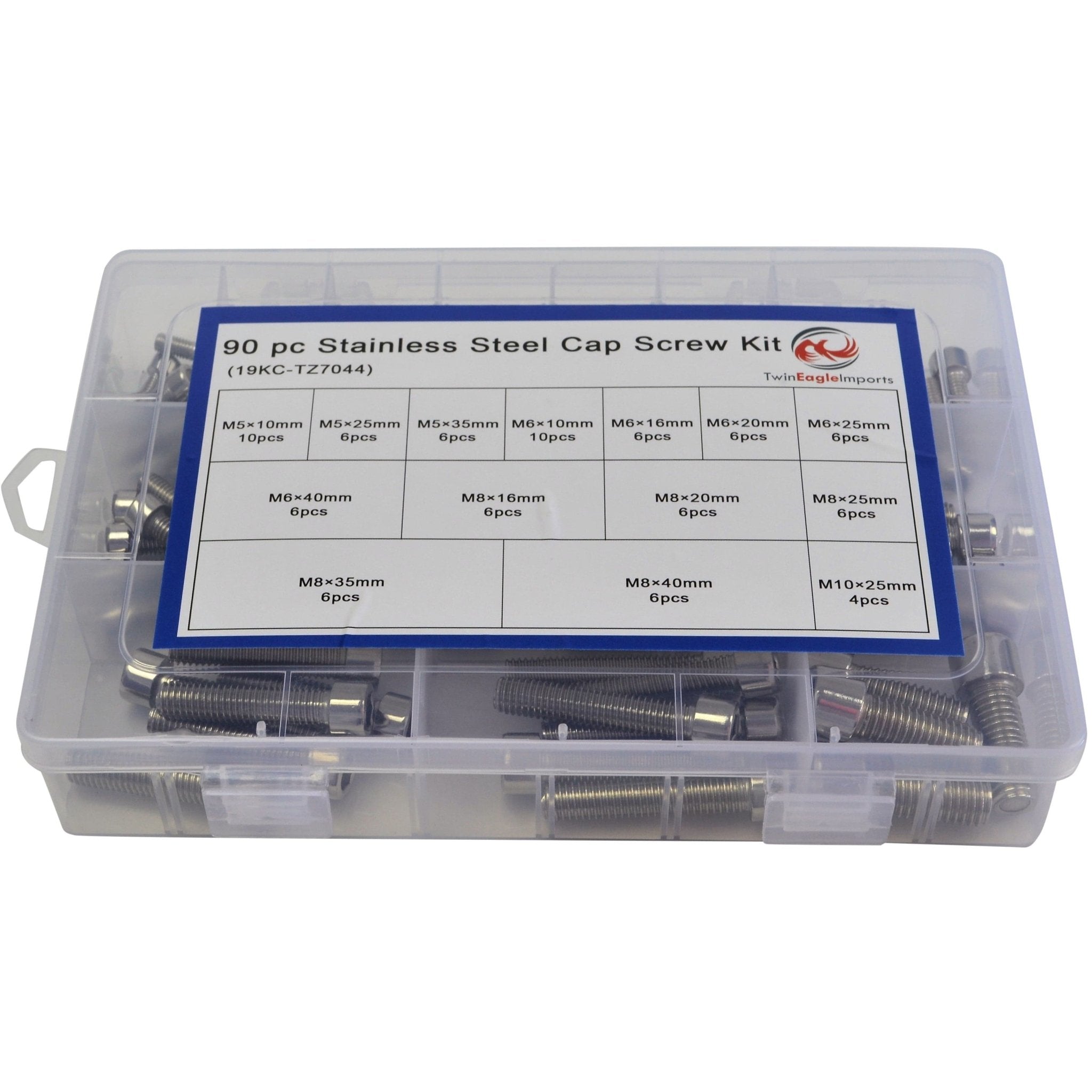90pc Stainless Steel Cap Screw Bolt Assortment Grab Kit - Twin Eagle Imports