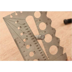 Thread pitch gauge,bore gauge,wire gauge,bolt size gauge,protractor,drill guide