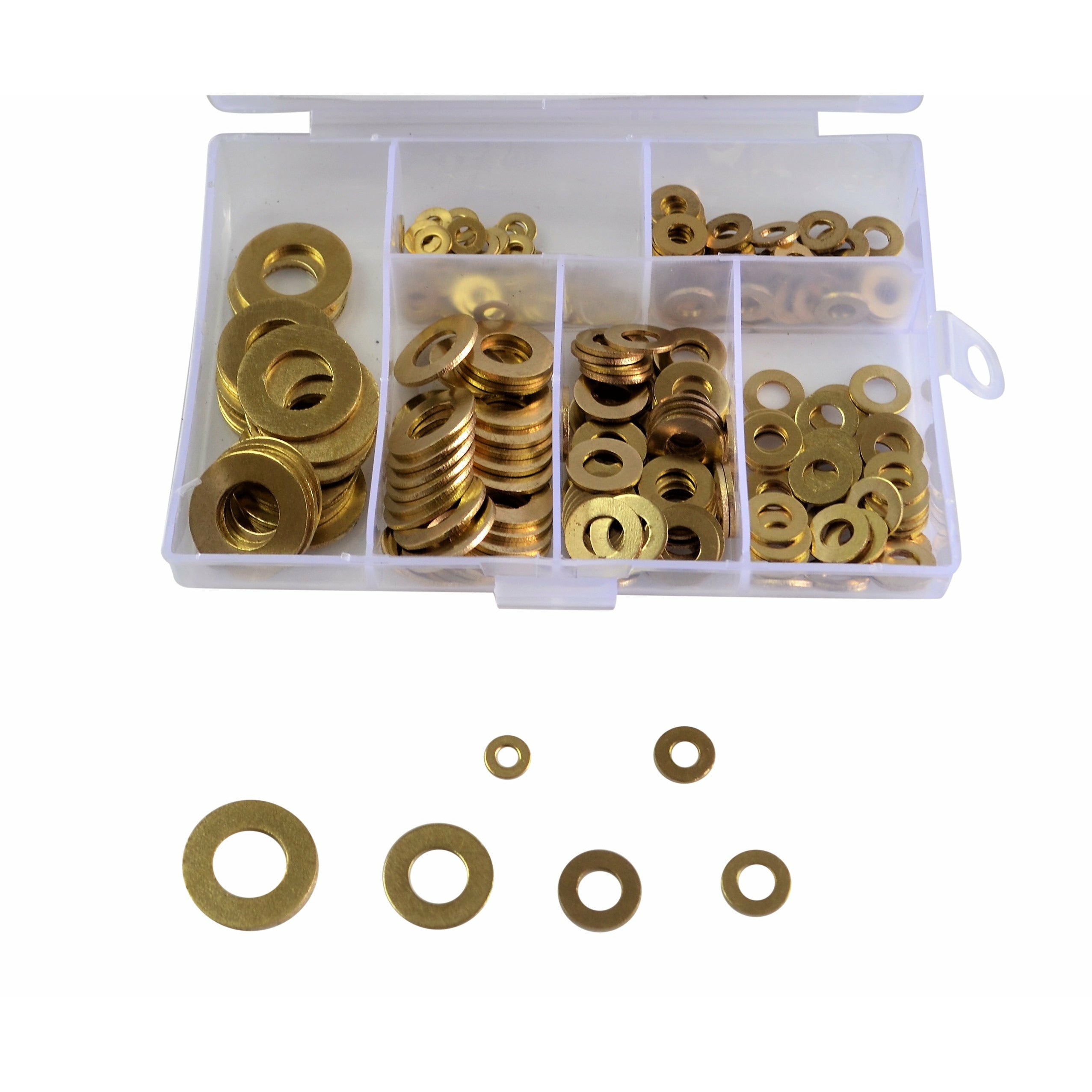 280 Piece Hex Metric Brass Nut and 250 Piece Brass Washers Grab Kit Assortment