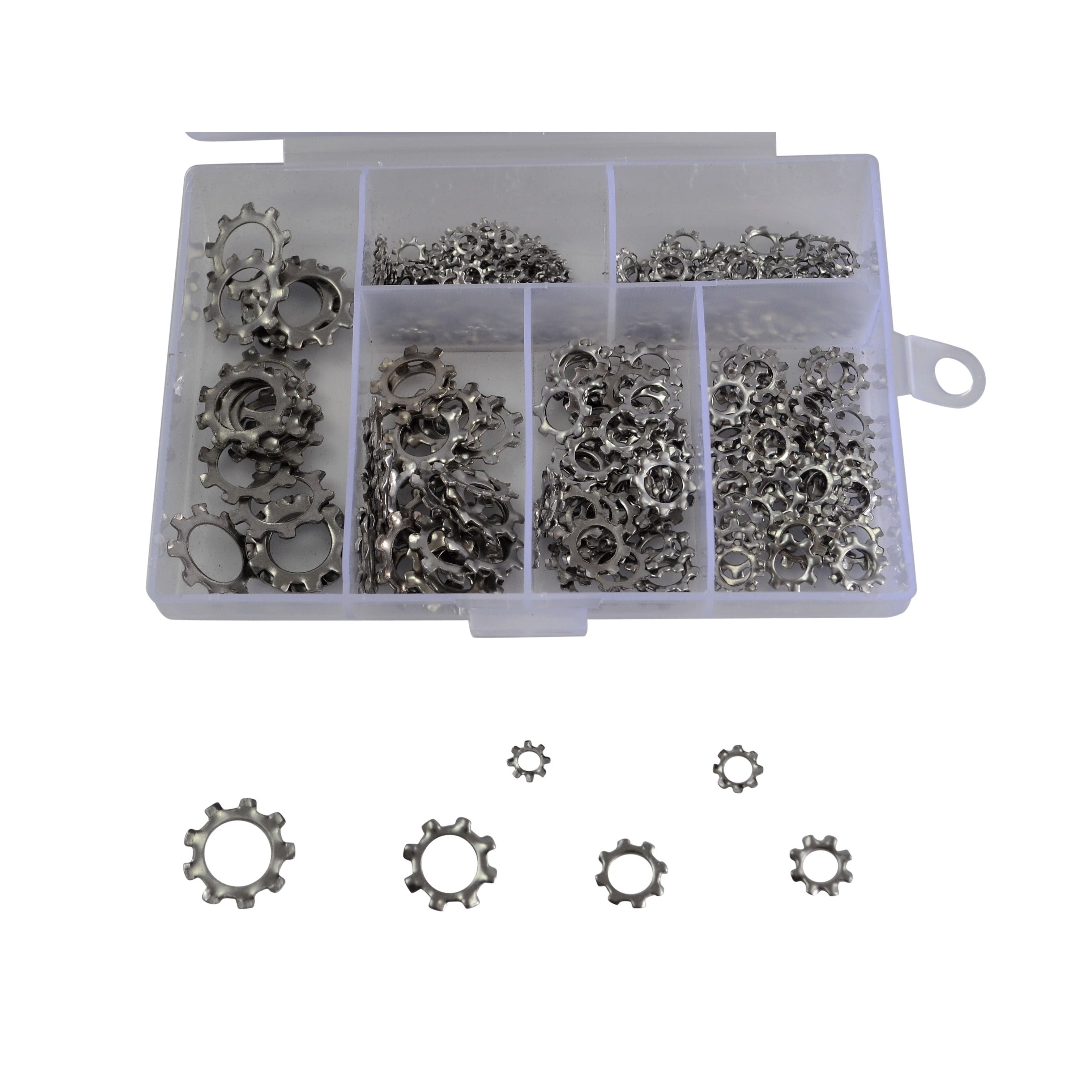 stainless steel lock washers assotment size metric M3 M4 M5 M6 M8 M10 300piece pc set industrial fastners hardware supplies 