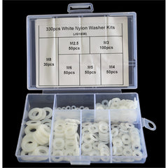 nylon washer grab kit assortment size metric M3  M4 M5 M6 M8  M10 330piece pc set elictrical supplies industrial equipment  