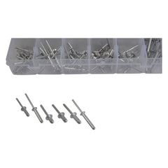 510 piece Aluminium Pop Rivet Grab Kit Assortment 6mm to 30mm stalk size  