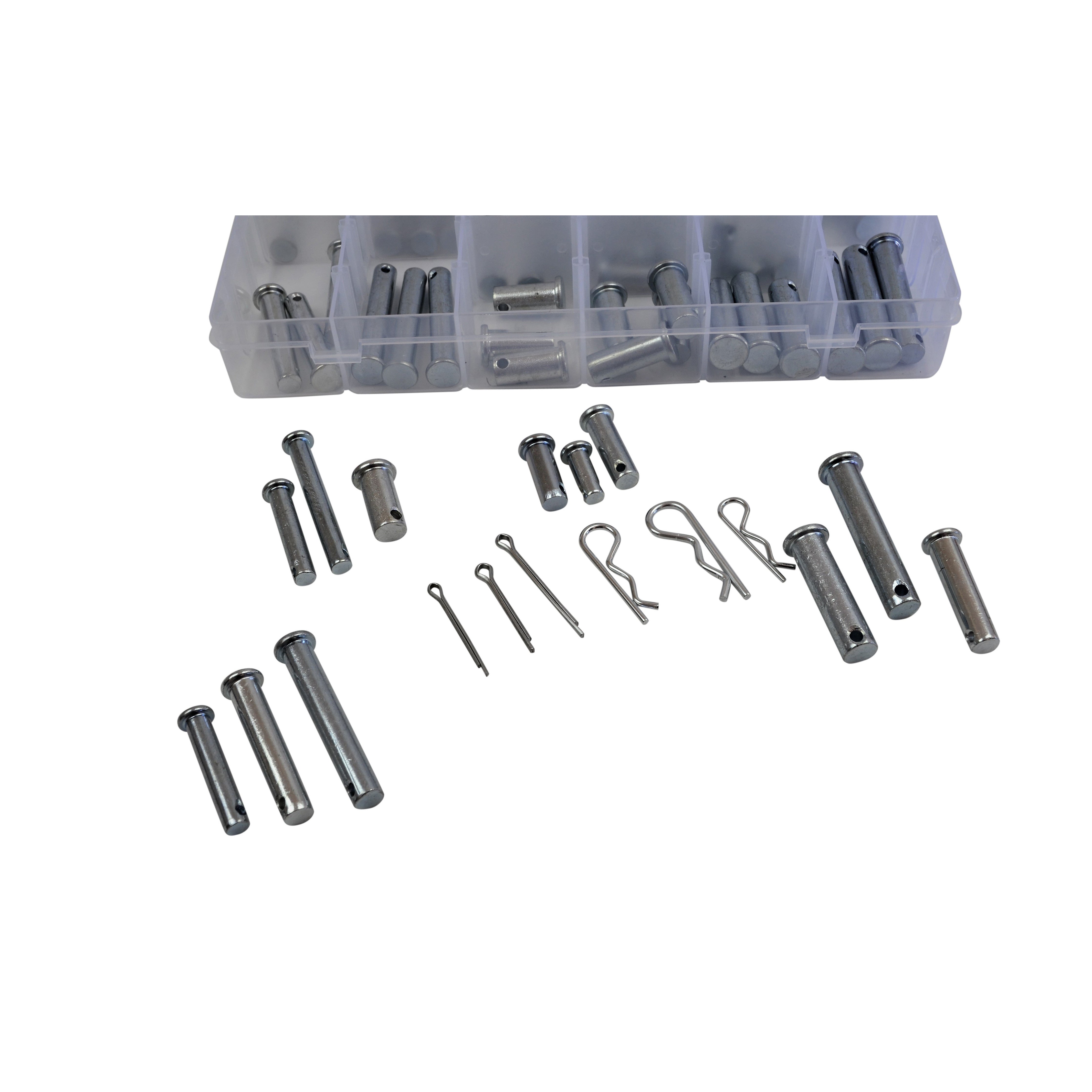112 Pc Metric Clevis Pin & R Pin & Split Pin grab kit assortment