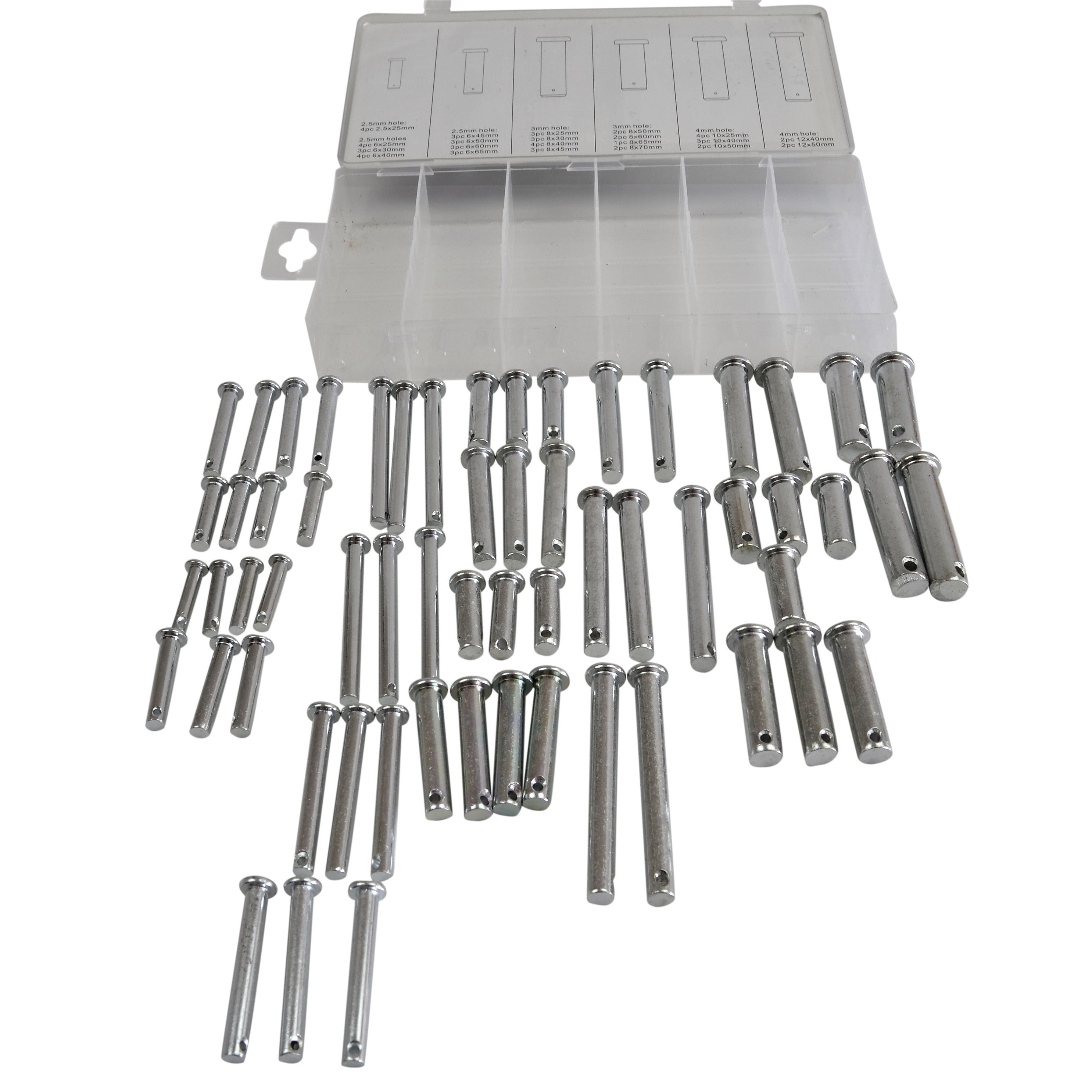 60 Pc Metric Clevis Pin Hitch Pin Grab Kit Assortment  M8 - M12