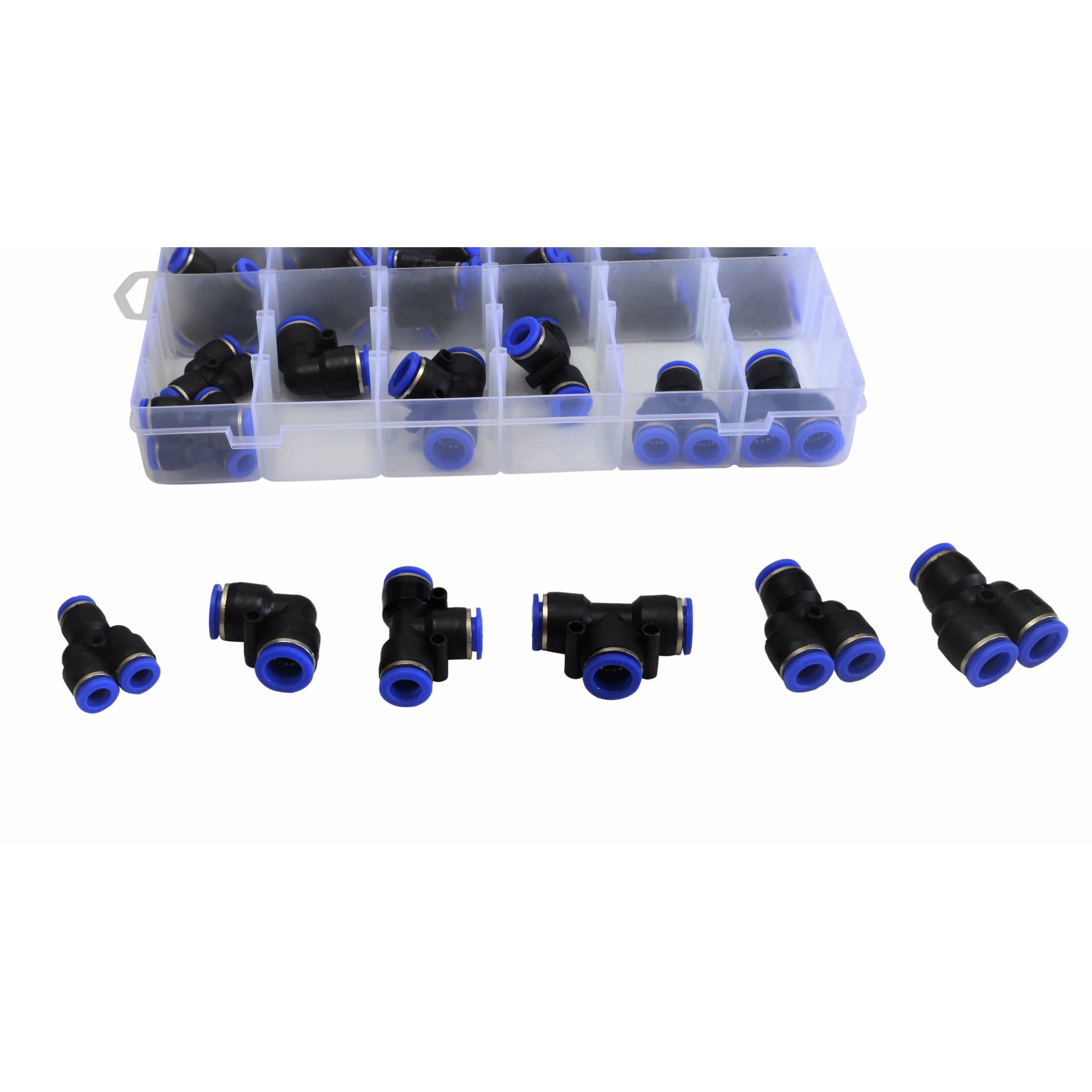 118 Piece Pneumatic Push in Air Line Hose Joiner Grab Kits Assortment
