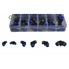 60 PC Pneumatic Push in Air Line Hose Joiner Grab Kit Assortment