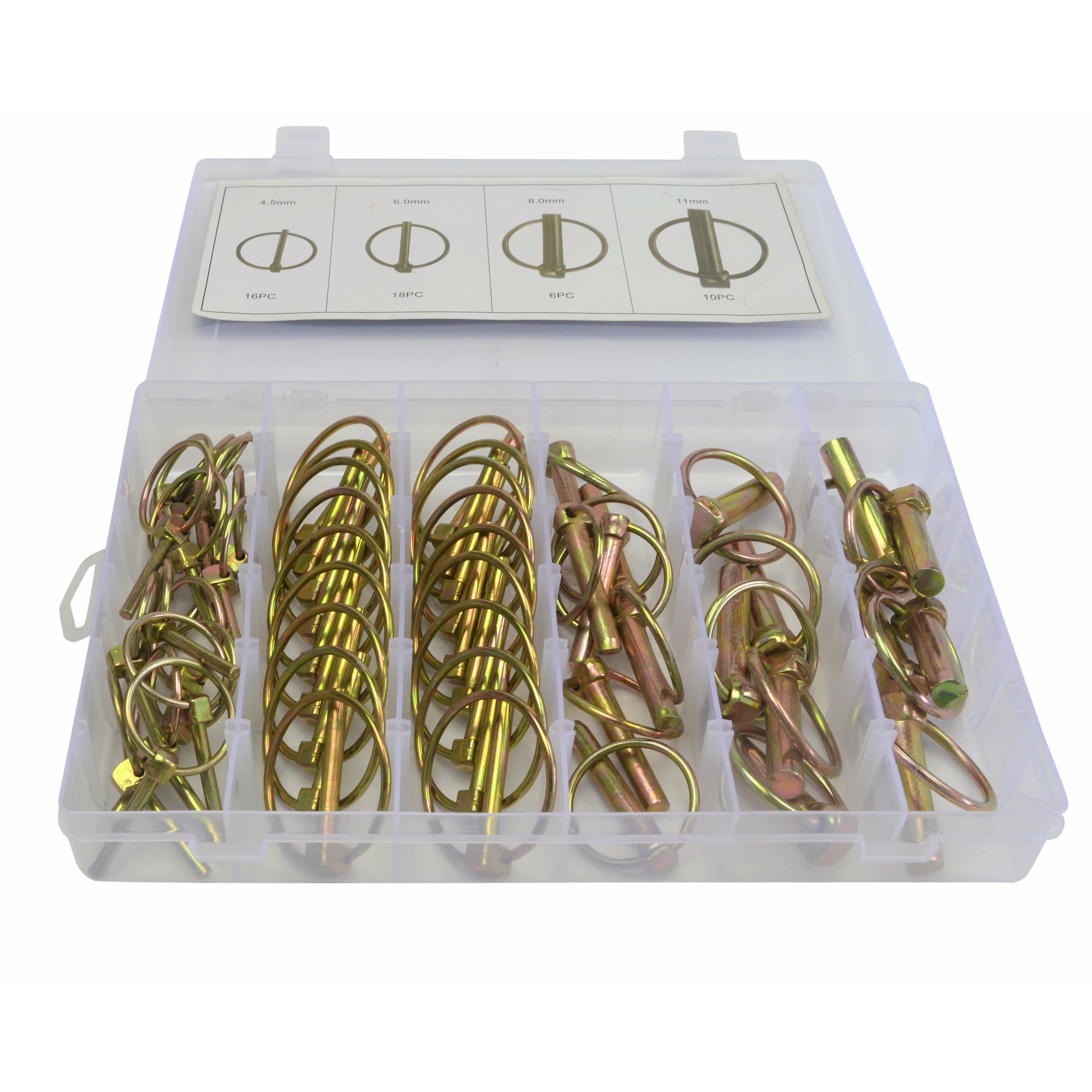50 Pc Lynch Pin clip  4.5 up to 11 mm with snap ring lock grab kit assortment