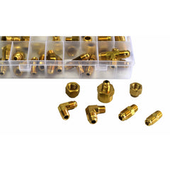 43 Pc Brass fitiings adaptors assortment grab kit, SAE NPT reducers and T pieces