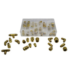 43 Pc Brass fitiings adaptors assortment grab kit, SAE NPT reducers and T pieces