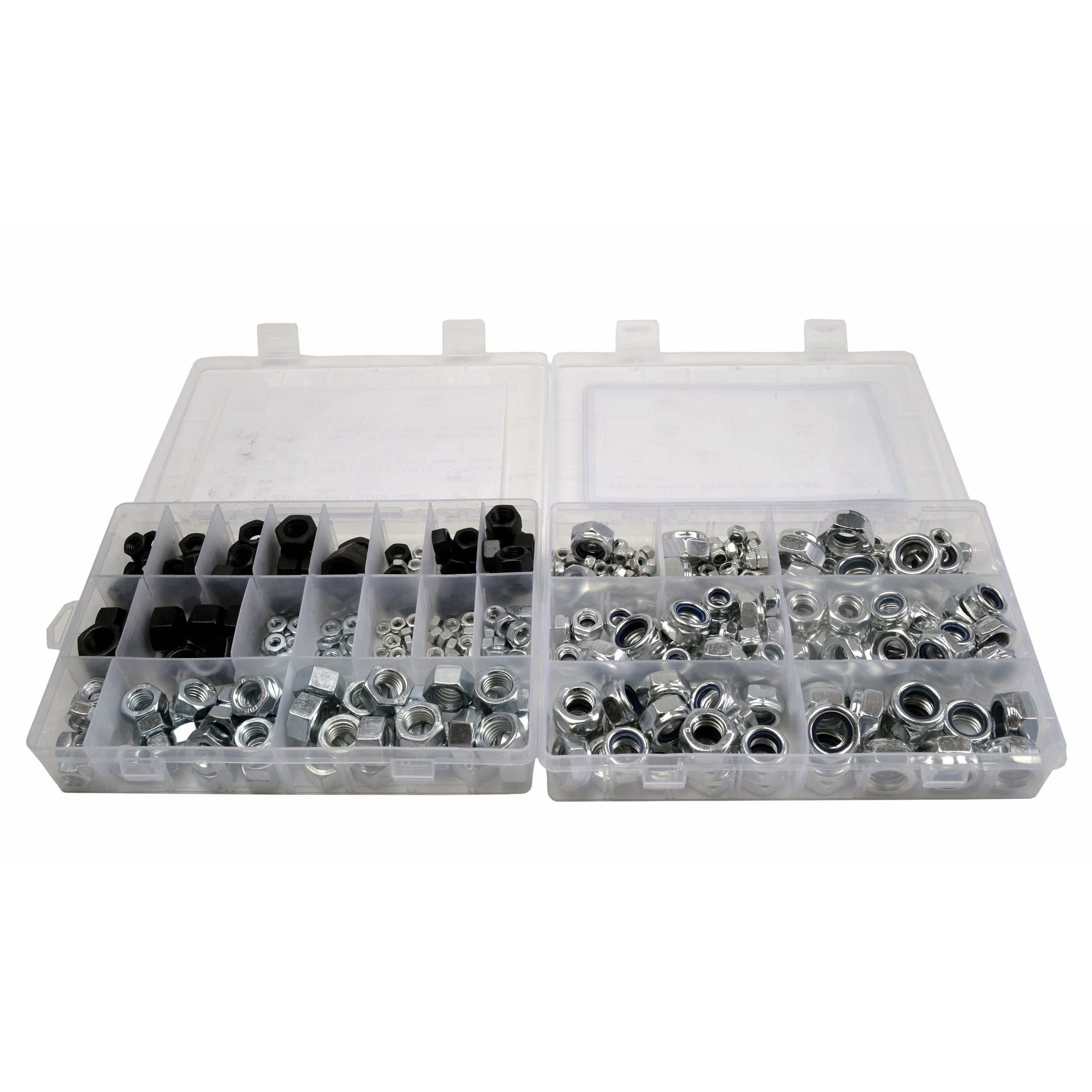228 Piece Imperial Metric Nut Kit and 255 Piece Metric Nylock Nut Grab Kit Assortment