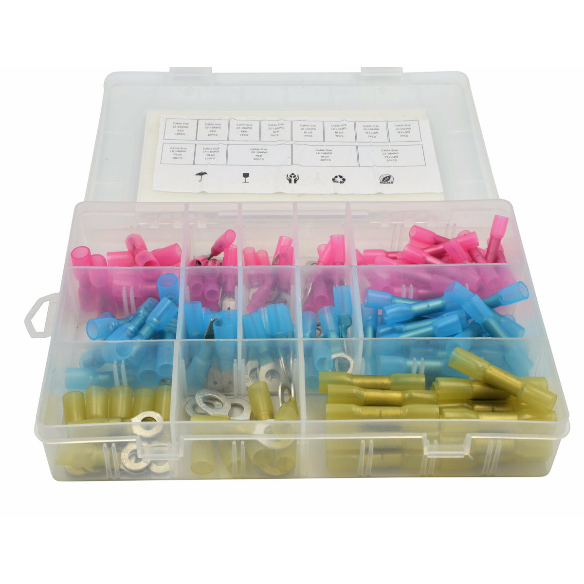 Heat Shrink Terminal Kit 12/24v 142 piece Grab Kit Assortment