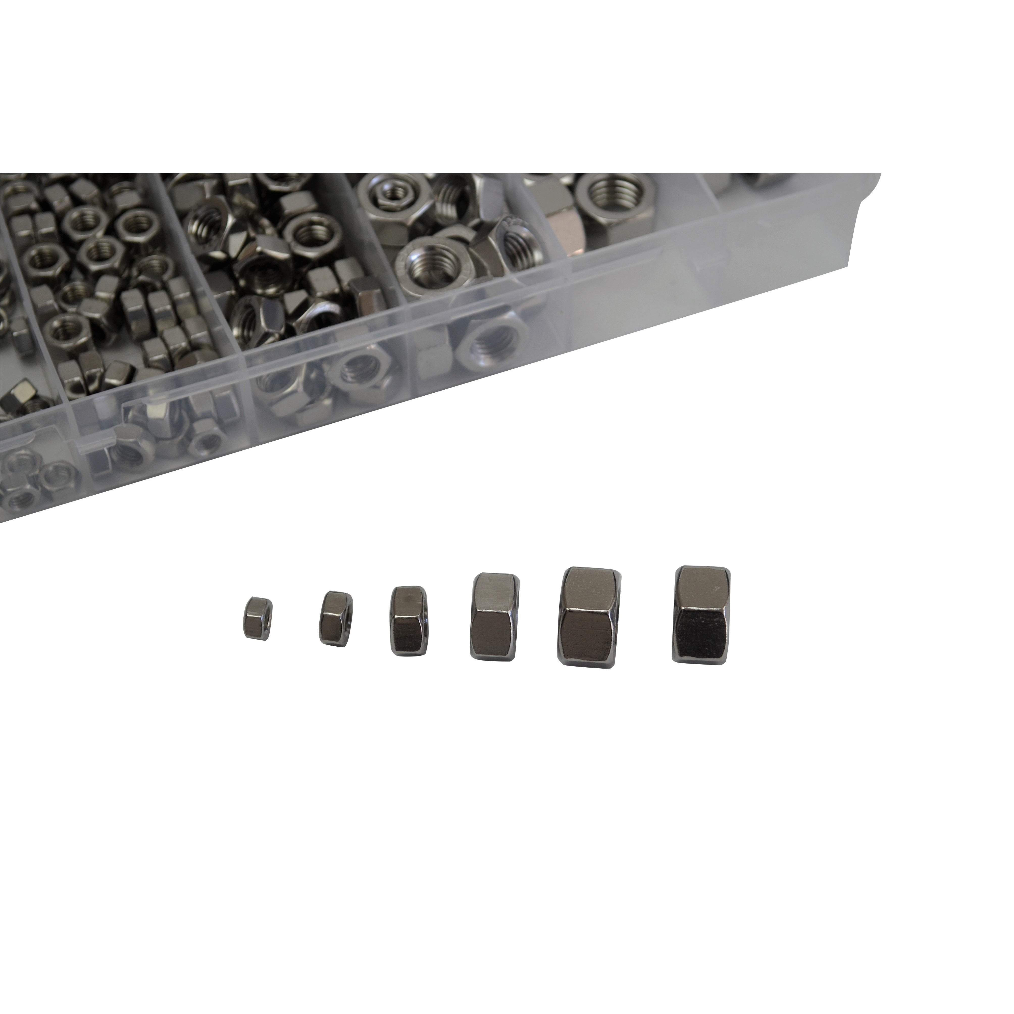 190 piece 316 Stainless Steel Metric UNC Hex Nut Grab Kit Assortment