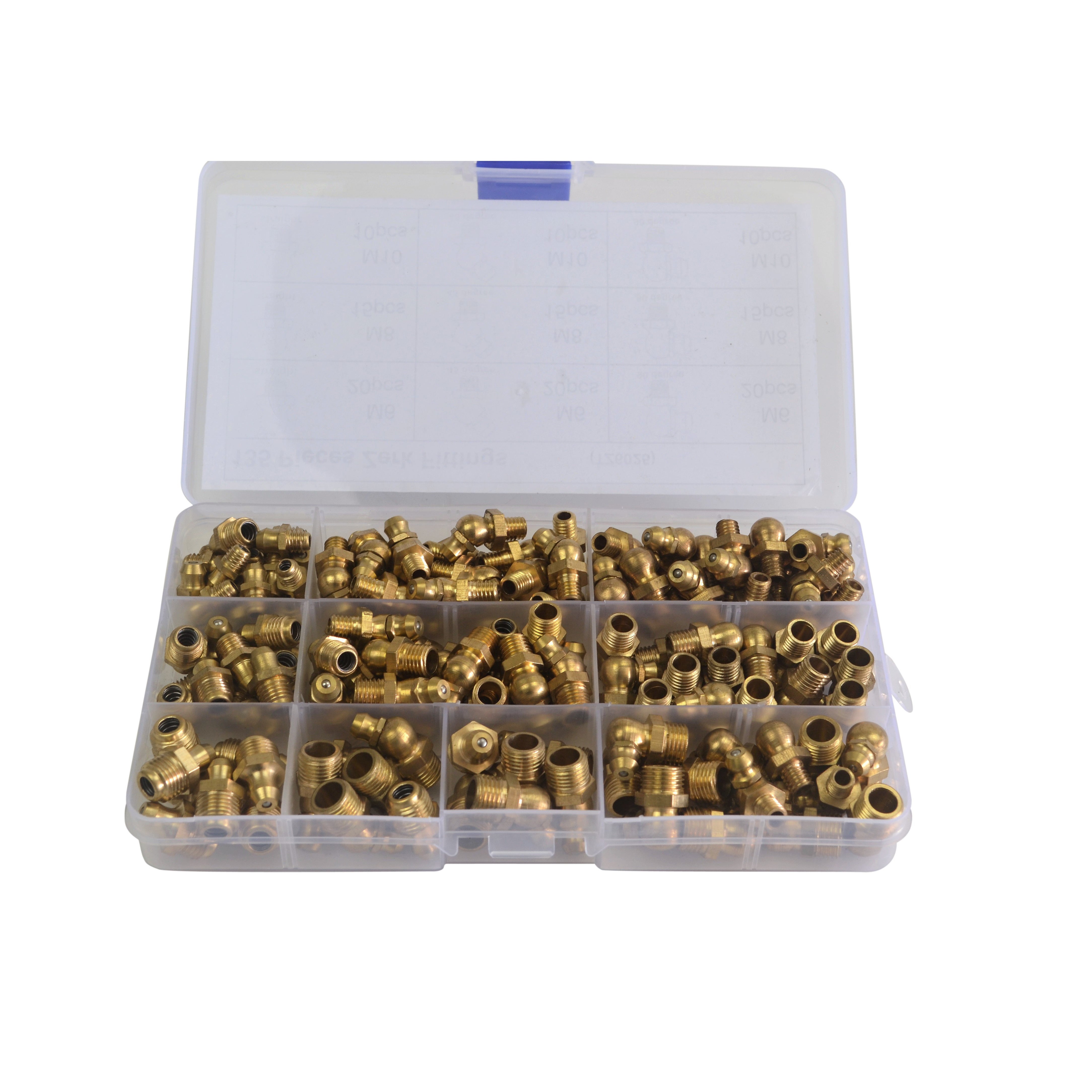 brass metric grease nipple grab kit assortment 135 piece set workshop supplies hand tools fastners and hardware 