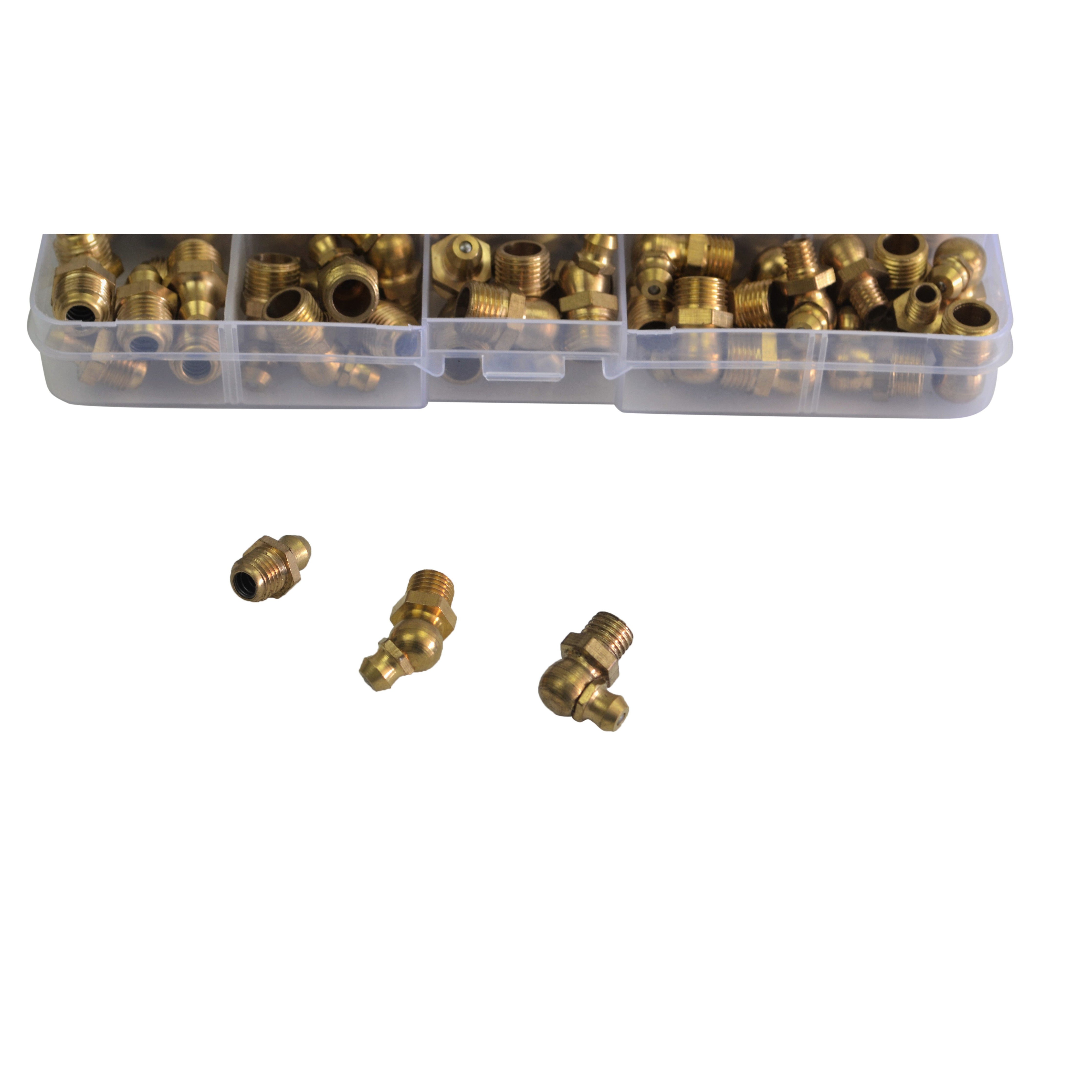 brass metric grease nipple grab kit assortment 135 piece set workshop supplies hand tools fastners and hardware 