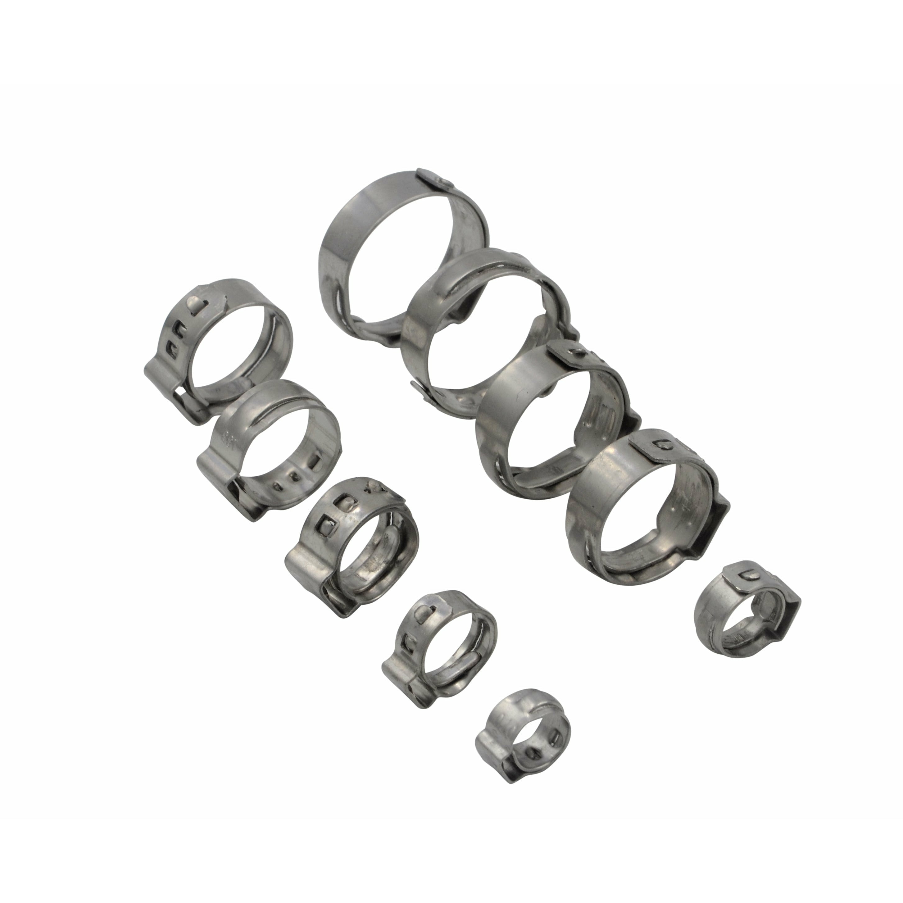 100 Piece 304 Stainless Steel 7.3-9mm Ear Hose Clamp Grab Kit Assortment