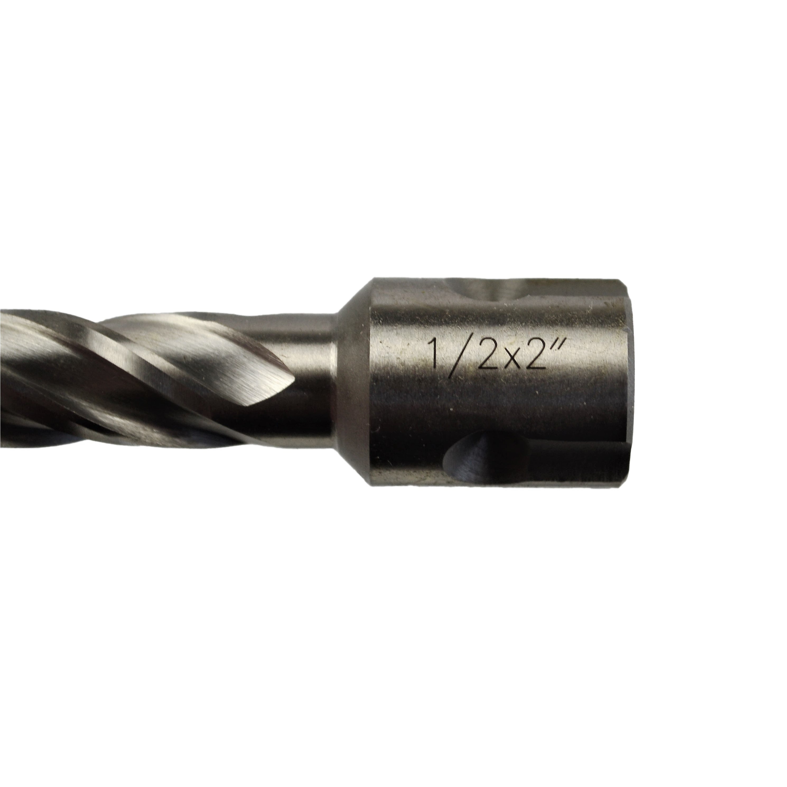  1/2” x  2” -  Annular Cutter - HSS  Made From Quality High Speed Steel.   Drilling Size: 1/2”  Drilling Depth: 2”  Overall Length Including Shank: 87 mm  Overall Length Excluding Shank: 62 mm  Shank Size: Ø19 mm  Pin Size: 6.35 mm  Flutes: 4   Made from high speed tool steel, our 1/2" x 2"  drill bit will quickly and safely cut holes in steel. The size of each cutter is etched on the shaft. This cutter has a 2” cutting depth and ¾” Weldon shank. Harlingen annular cutters are the solution to your high toler