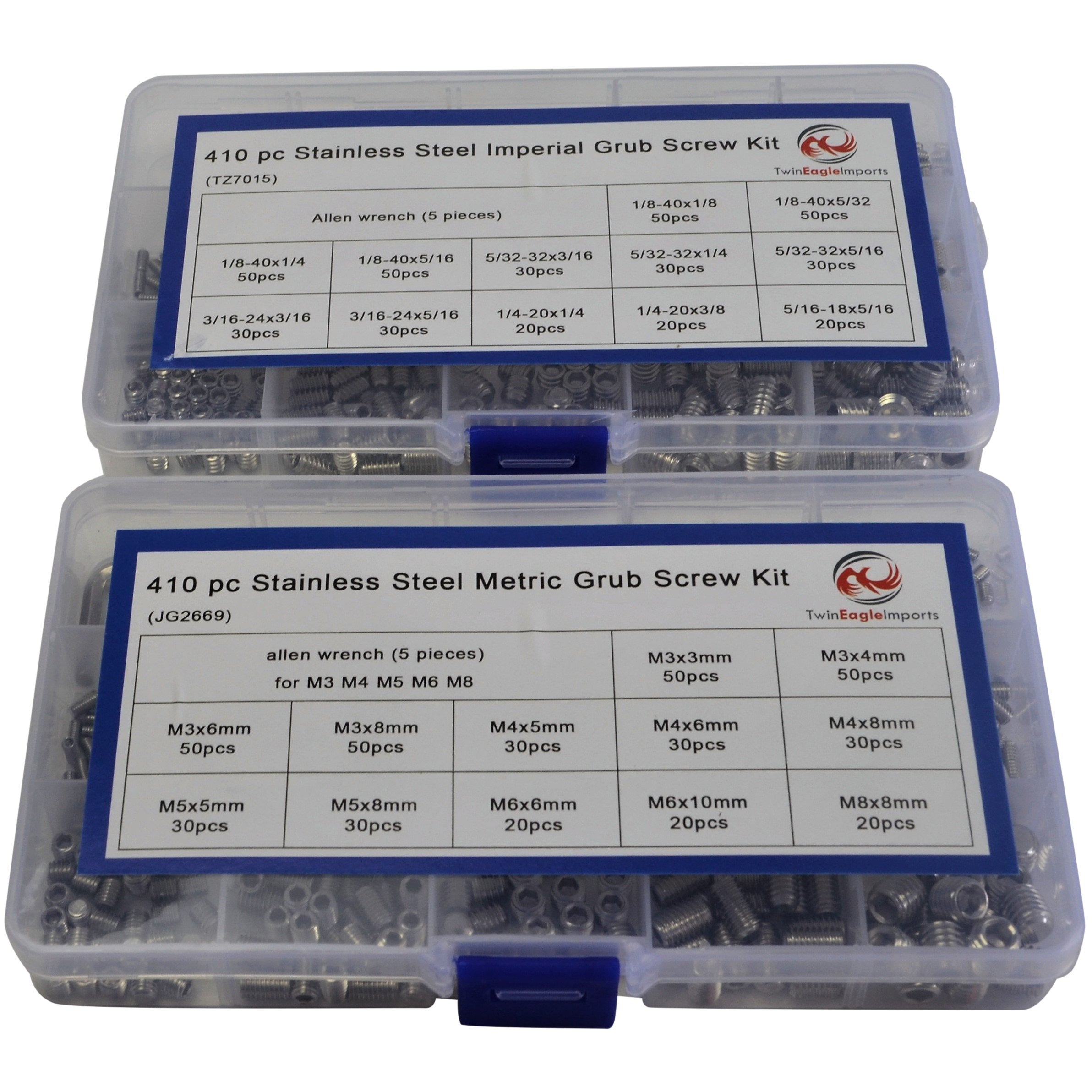 820 pc Stainless Steel Metric and Imperial Grub Set Grab Kit Assortment