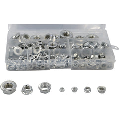 150 pc Metric Course Thread Carbon Steel Flange Nut Grab Kit Assortment M3 - M12