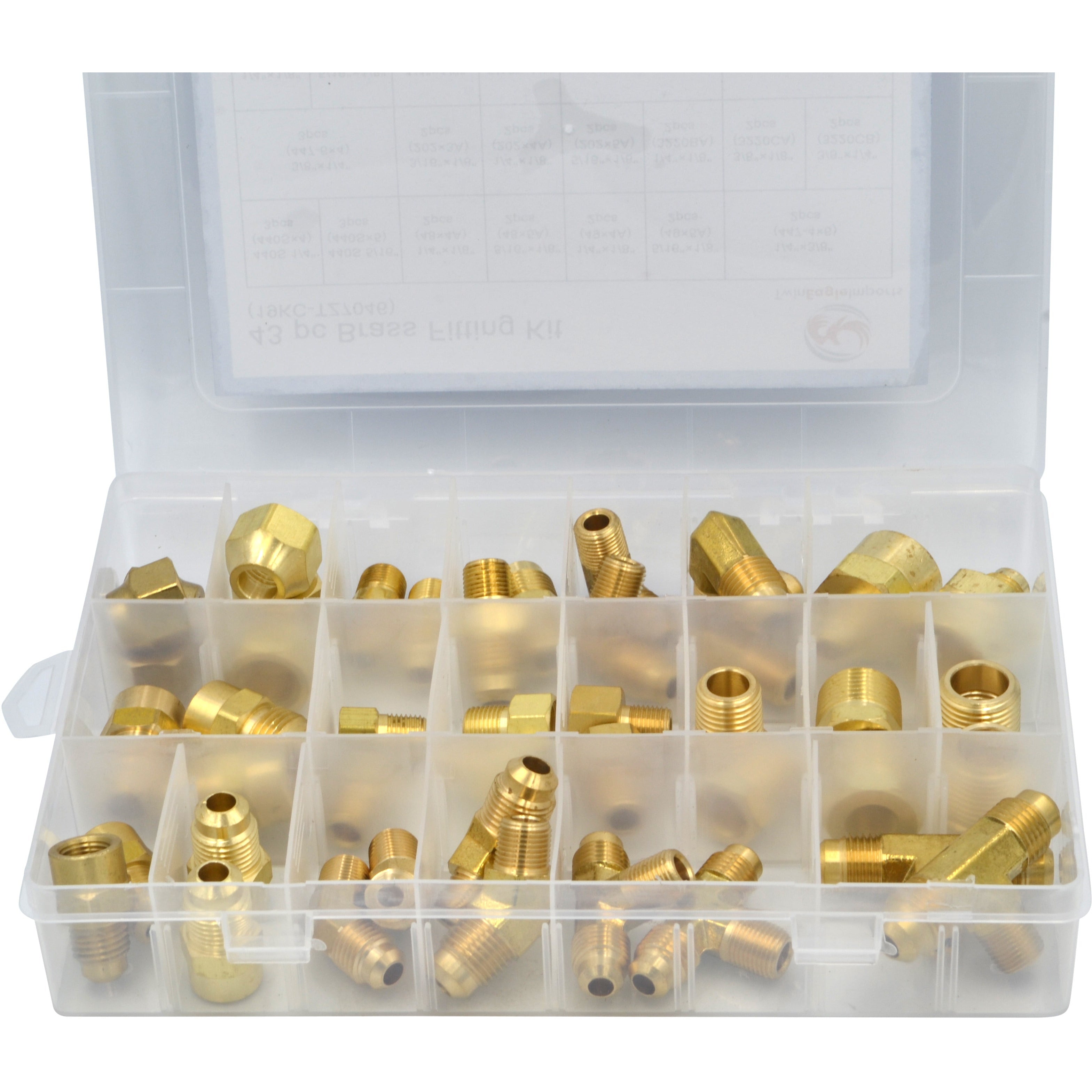 43 Pc Brass fitiings adaptors assortment grab kit, SAE NPT reducers and T pieces
