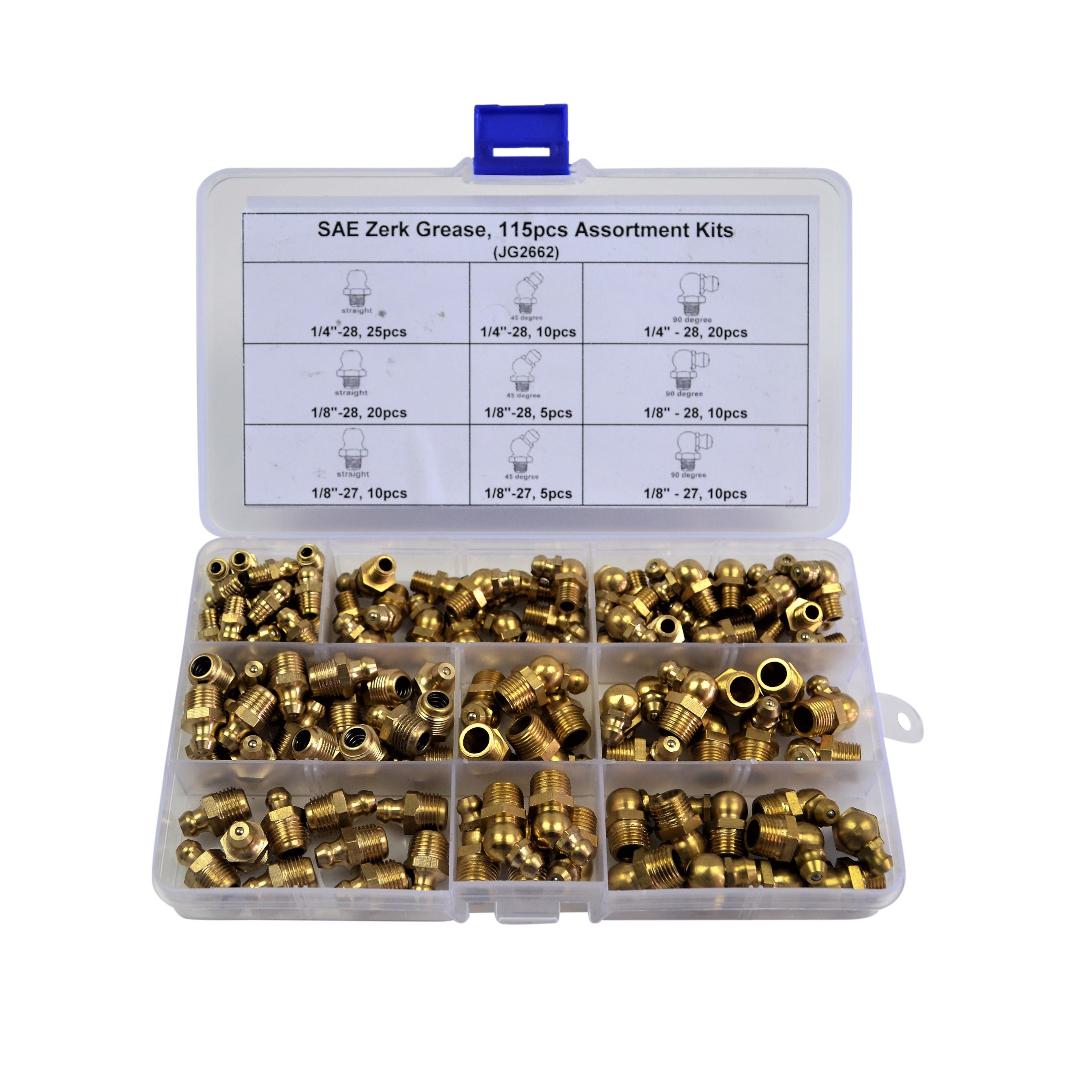 brass zerk grease nipple kit 115pc set assortment imperial hydraulic gun filling hardware fastners