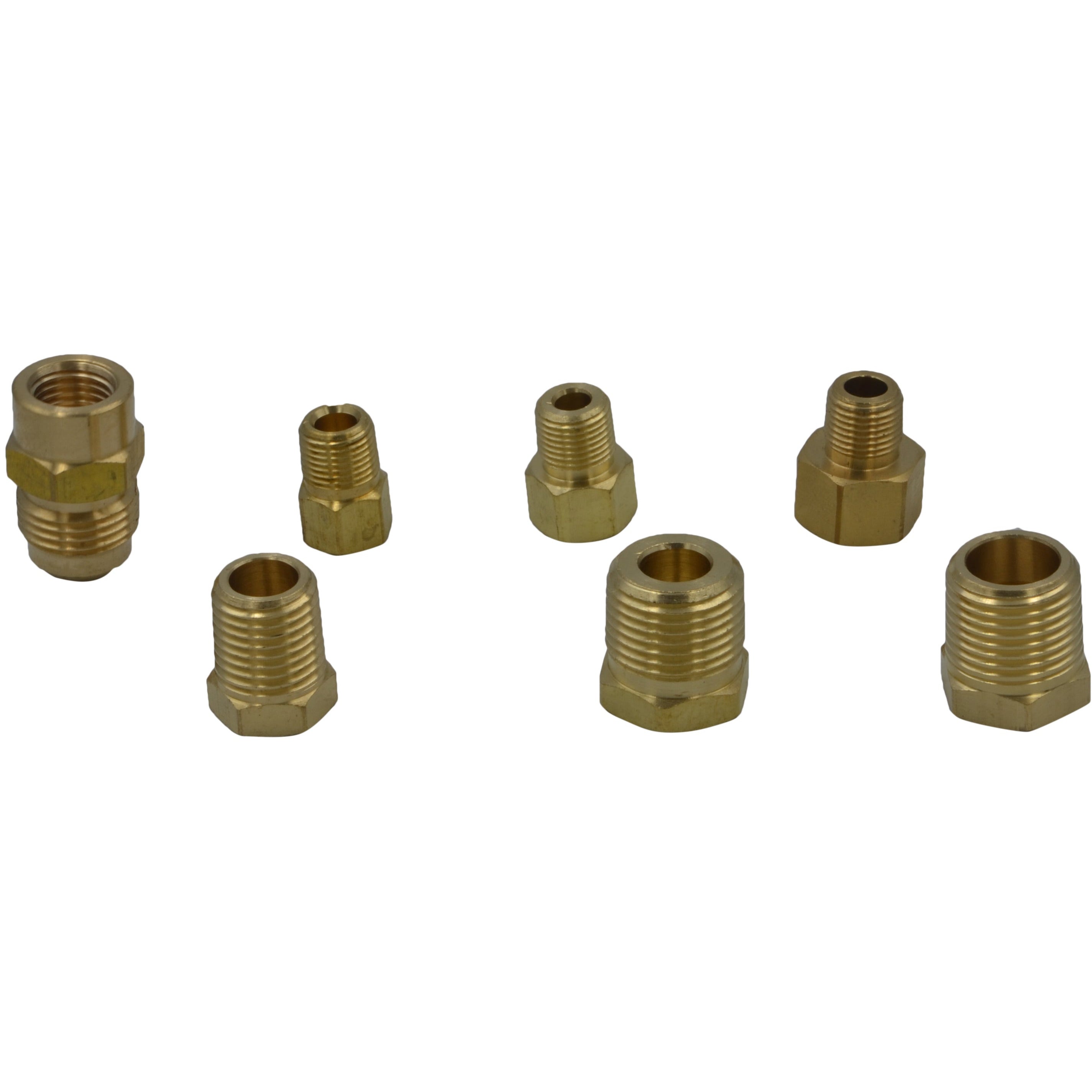 43 Pc Brass fitiings adaptors assortment grab kit, SAE NPT reducers and T pieces