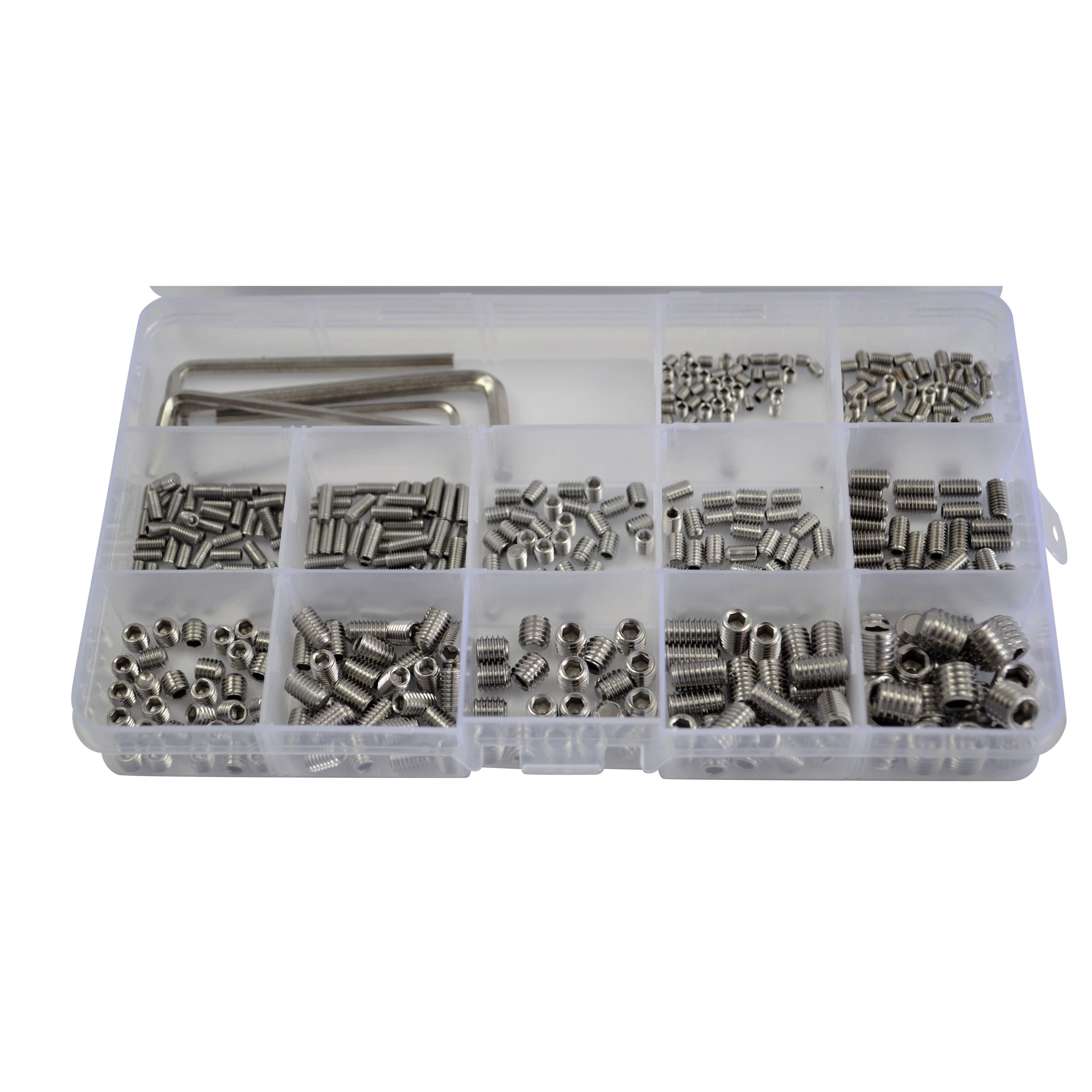 410 piece grub screw kit assortment sizes stainless steel metric allan key fastners
