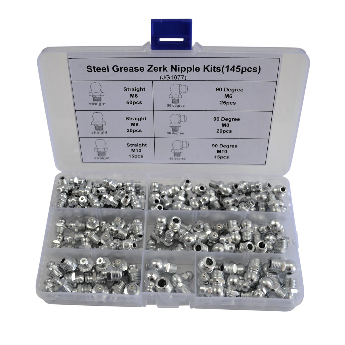 grease nipple kit assortment 145pc metric hydraulic grease gun fitting fastner hardware