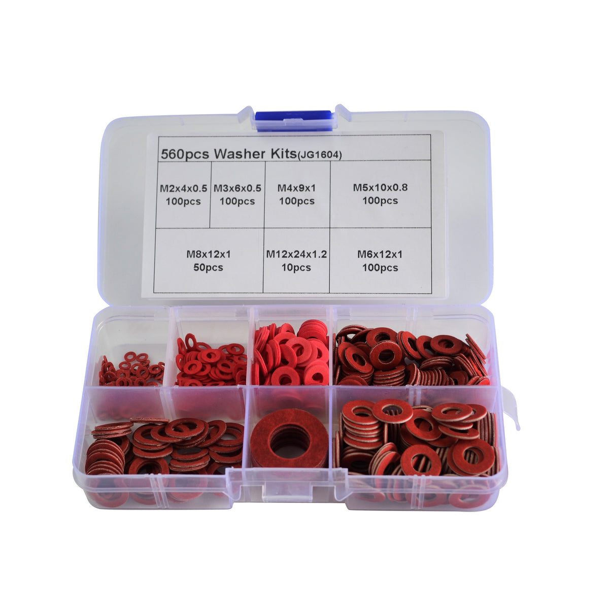 red steel paper fiber flat washer grab kit assortment 560 piece 7 different sizes electrical equpment supplies industrial components 