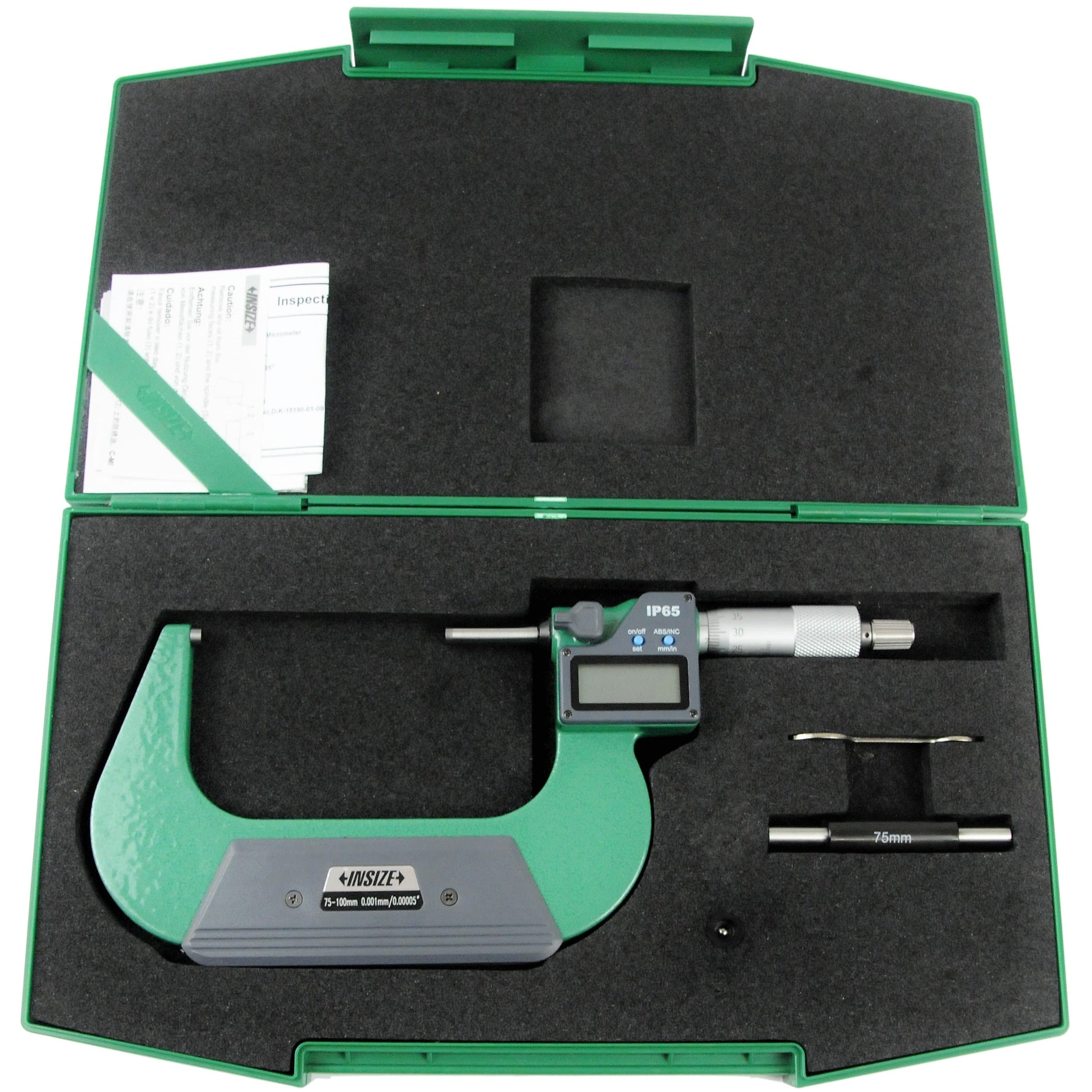 Insize IP65 Digital Outside Micrometer 75-100MM / 4-5"Range Series 3101-110A
