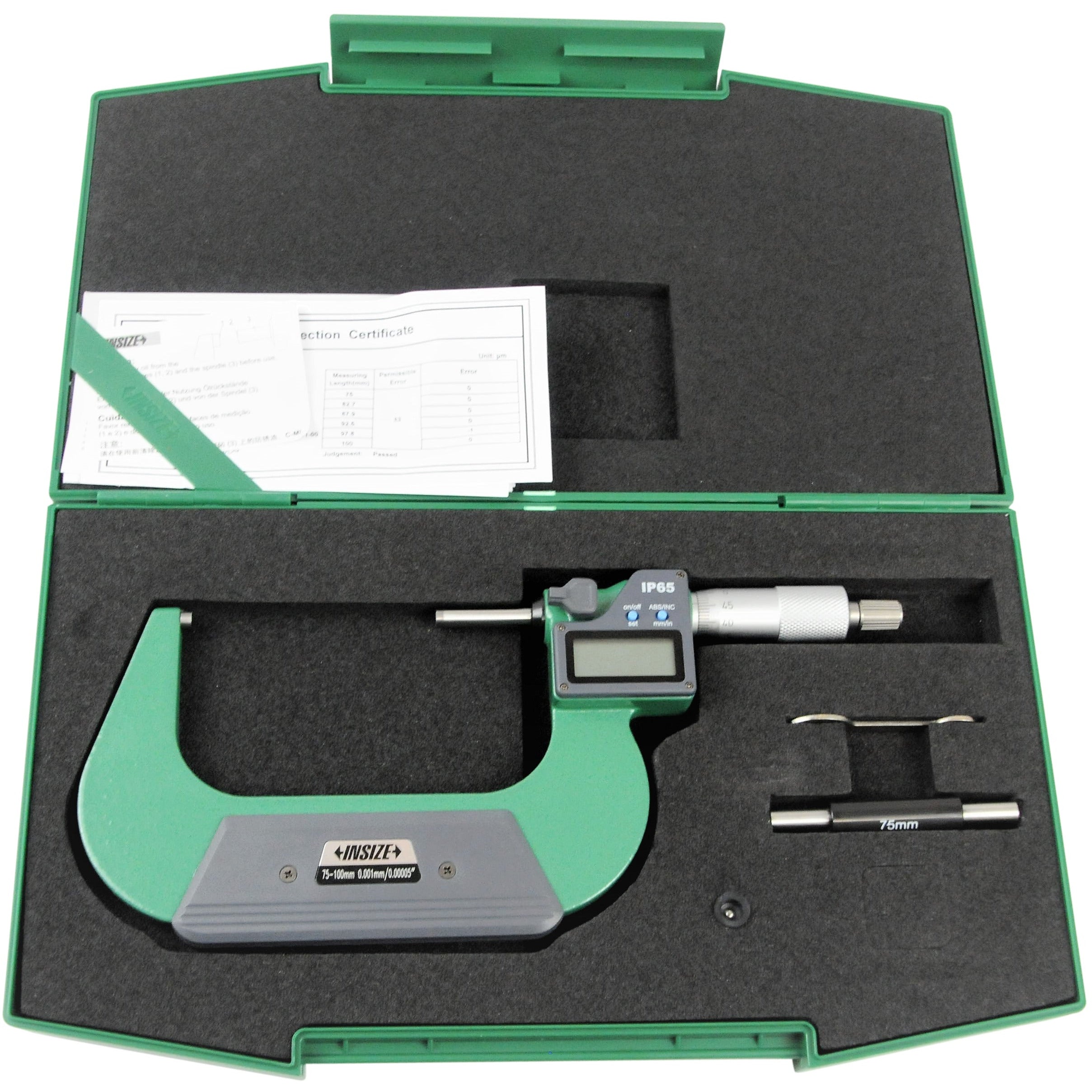 Insize IP65 Digital Outside Micrometer 75-100mm / 3"-4" Range Series 3108-100A