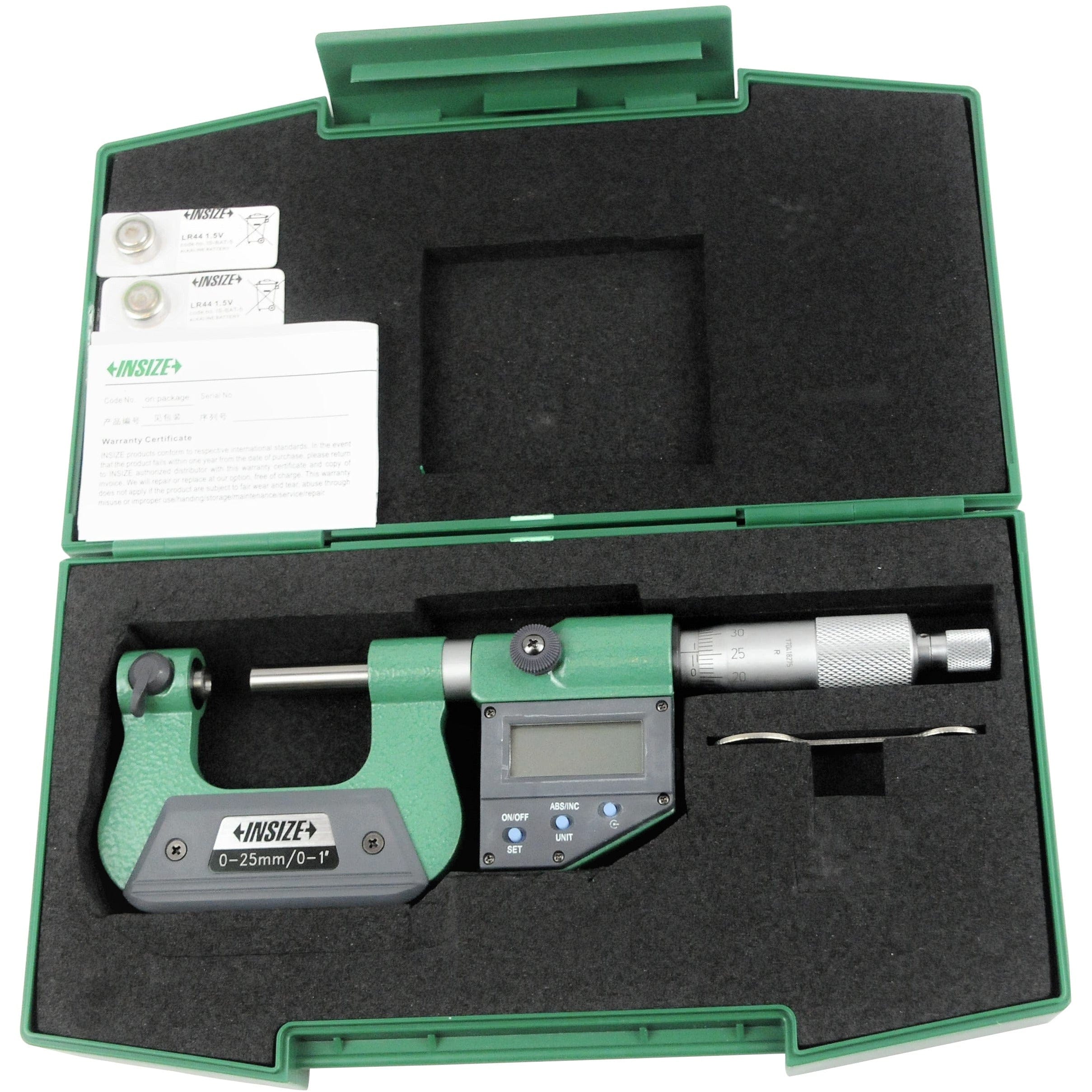 Insize Digital Screw Thread Micrometer 0-25mm/0-1