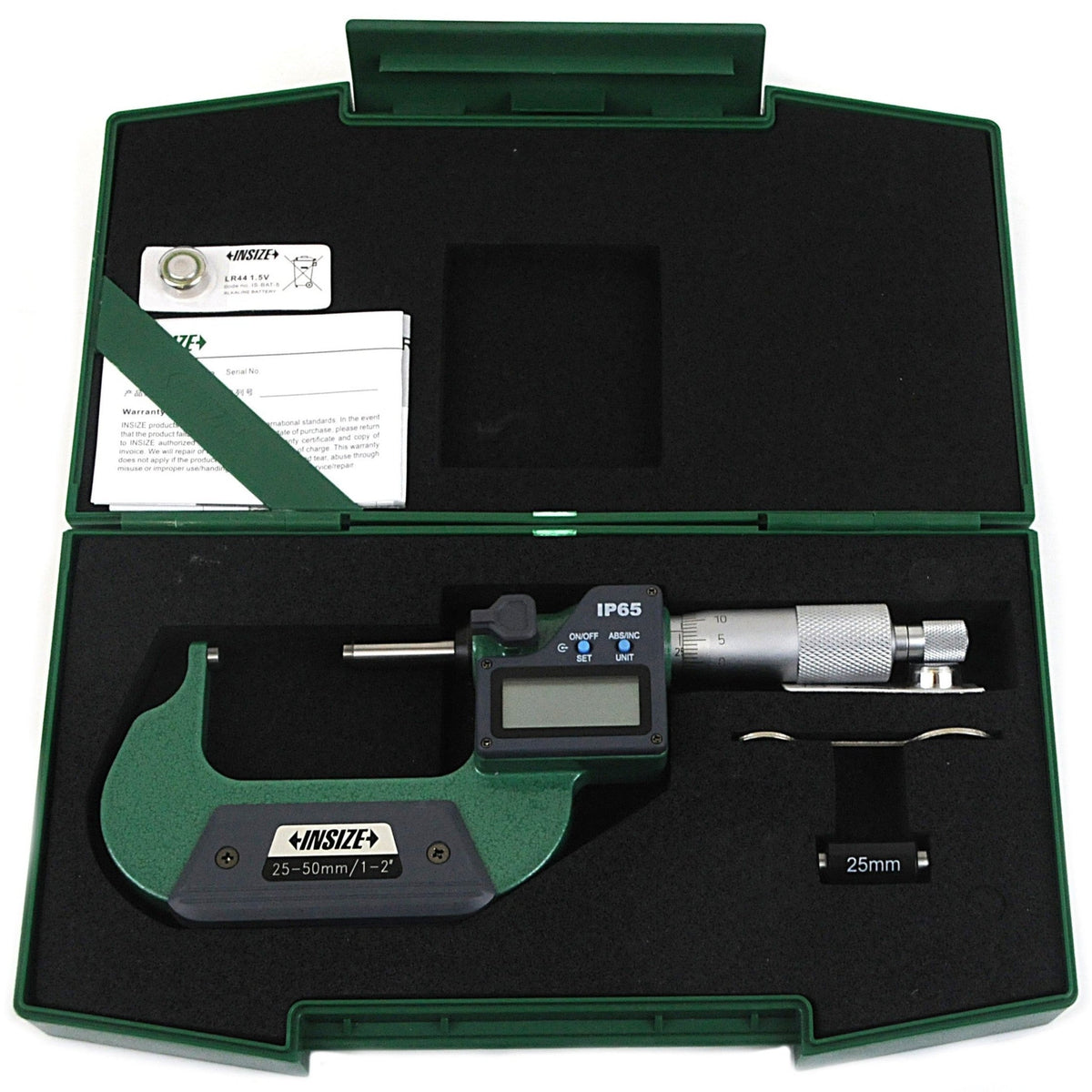 Insize Digital Spherical Anvil Tube Micrometer 25-50mm/1-2" Range Series 3560-50SA