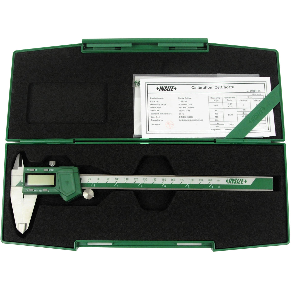 Insize Digital Caliper 0-200mm / 0-8" Range Series 1103-200