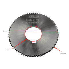 maxwell HSS milling slotting slitting saw cutter 3"x4mmx1" CNC metal work industria