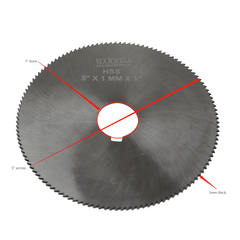 Maxwell HSS slitting saw 5"x1mmx1"bore