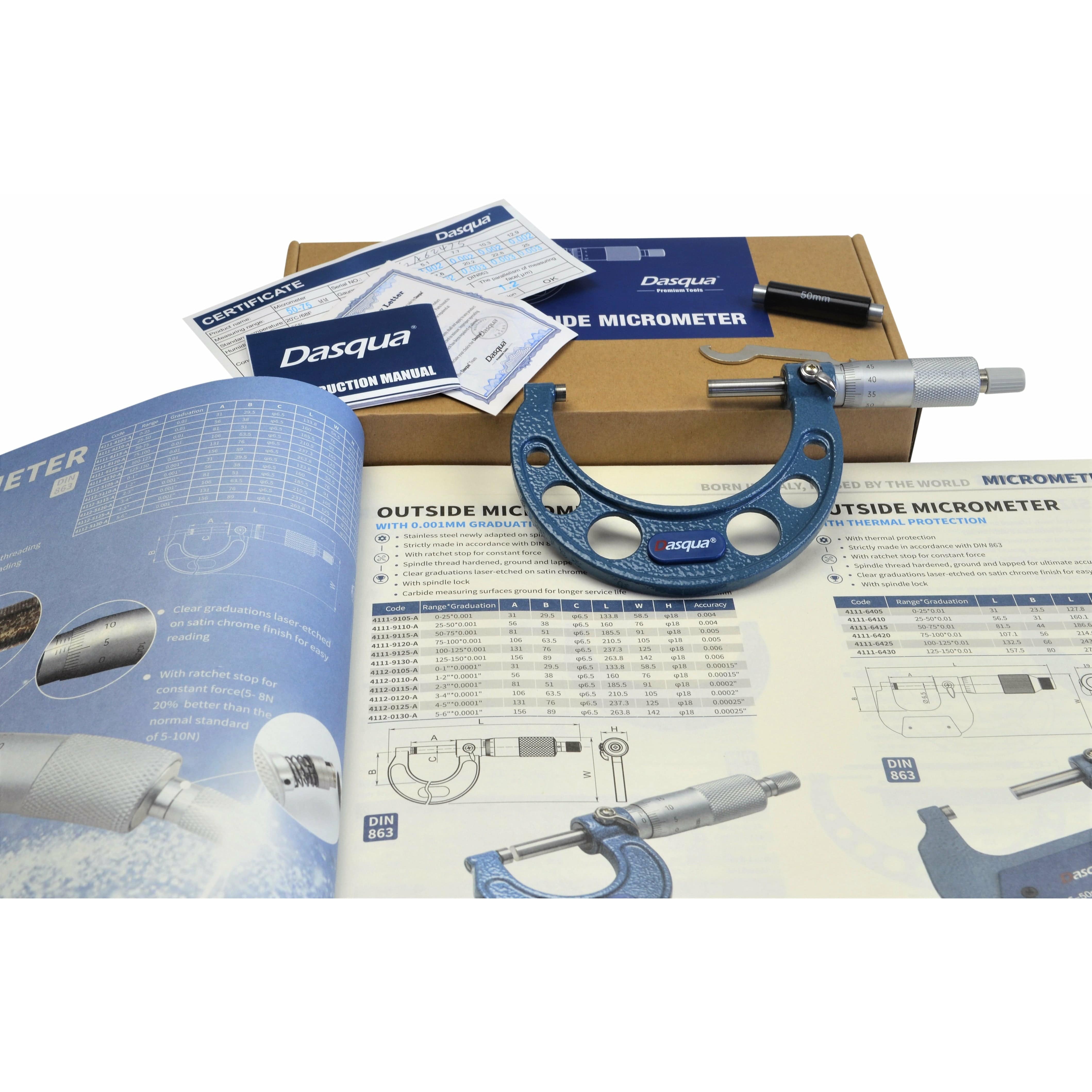 Dasqua Micrometer Dasqua Outside Micrometer 50 - 75 mm Series 4111-8115A