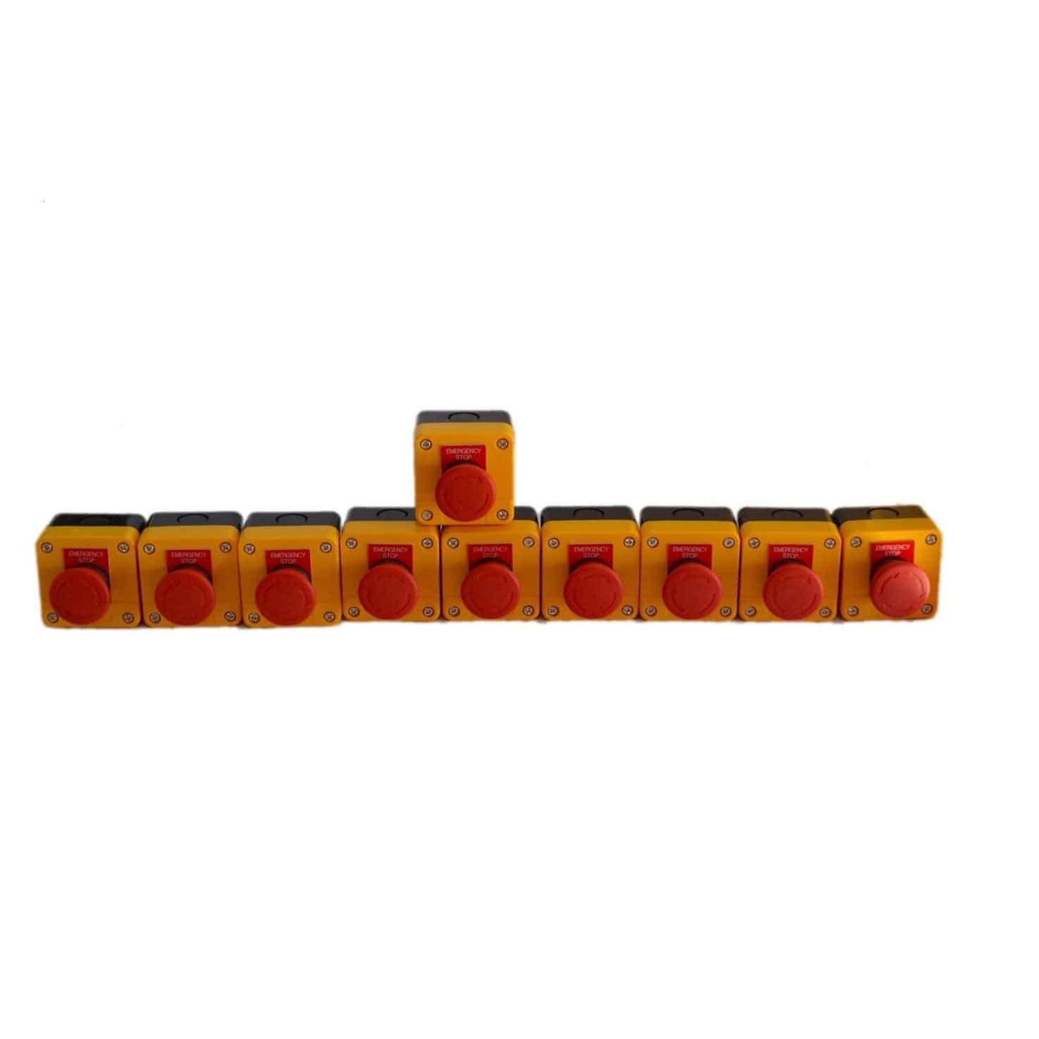 Generic Plastic E-Stop Set of 10 - Emergency Red Button Stop x 10 - Twin Eagle Imports