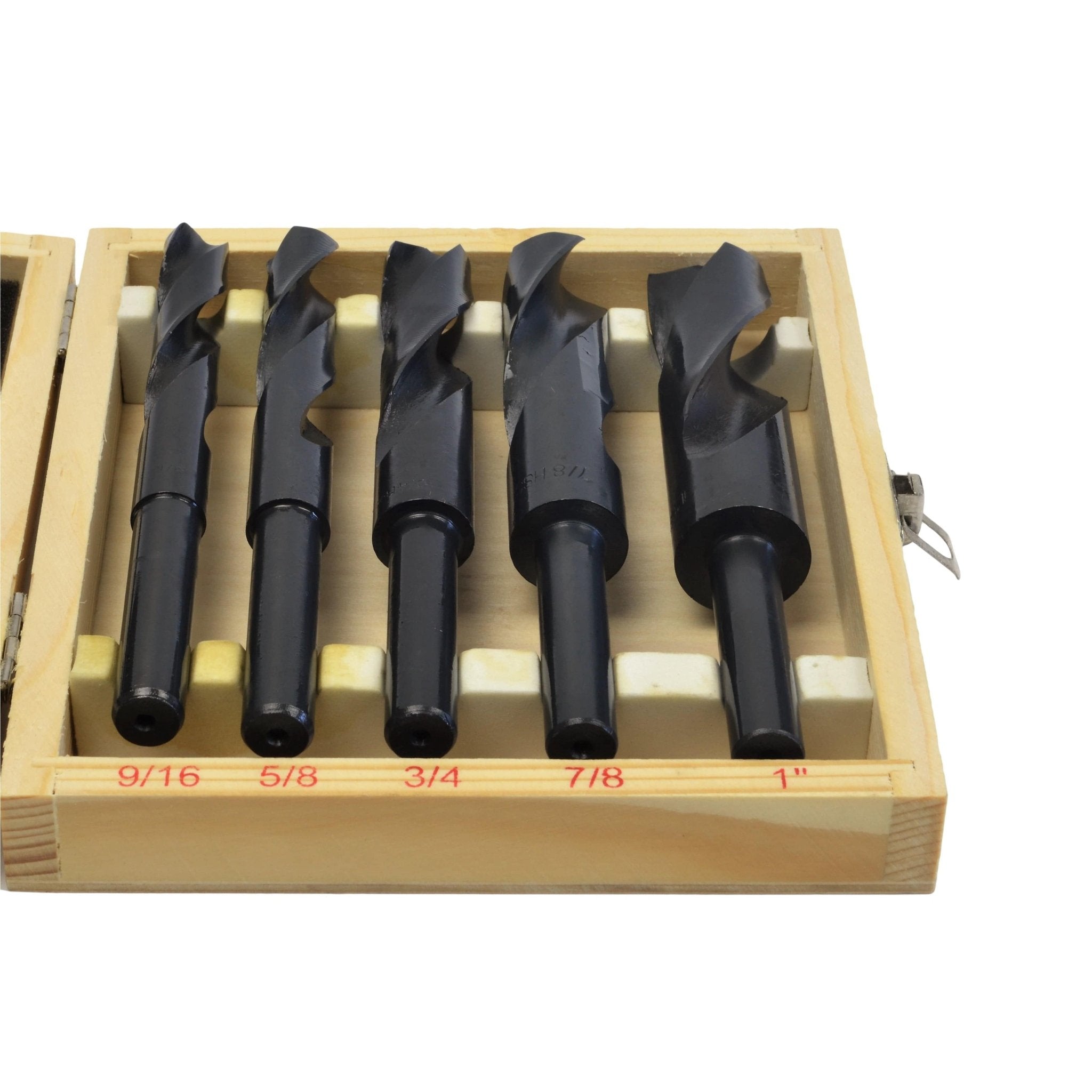 HSS Imperial Drill Bit Set – 5 Piece (9/16"–1") – Right Hand, 1/2" Reduced Shank - Twin Eagle Imports