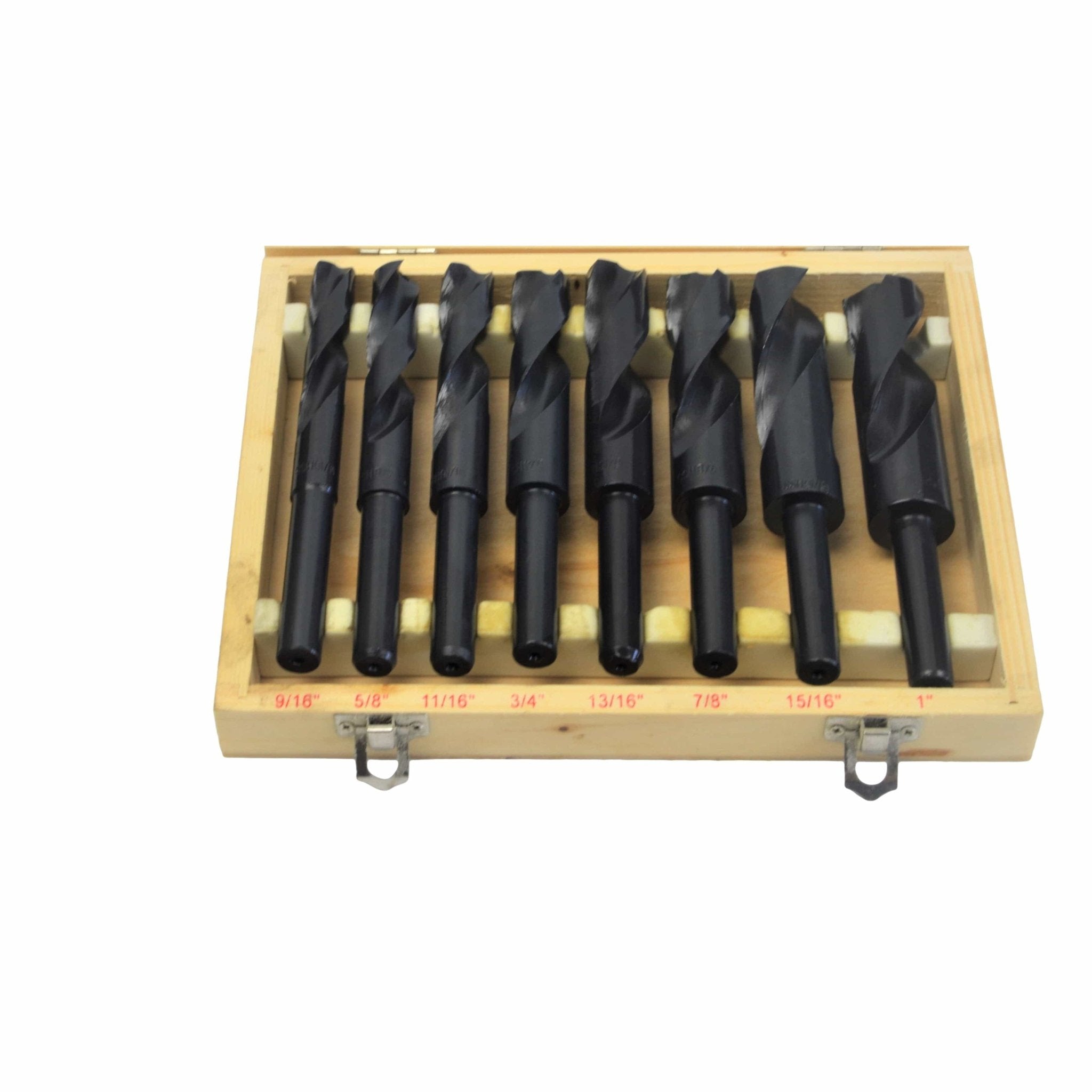 HSS Imperial Drill Bit Set – 8 Piece (9/16"–1") – Right Hand, 1/2" Reduced Shank - Twin Eagle Imports