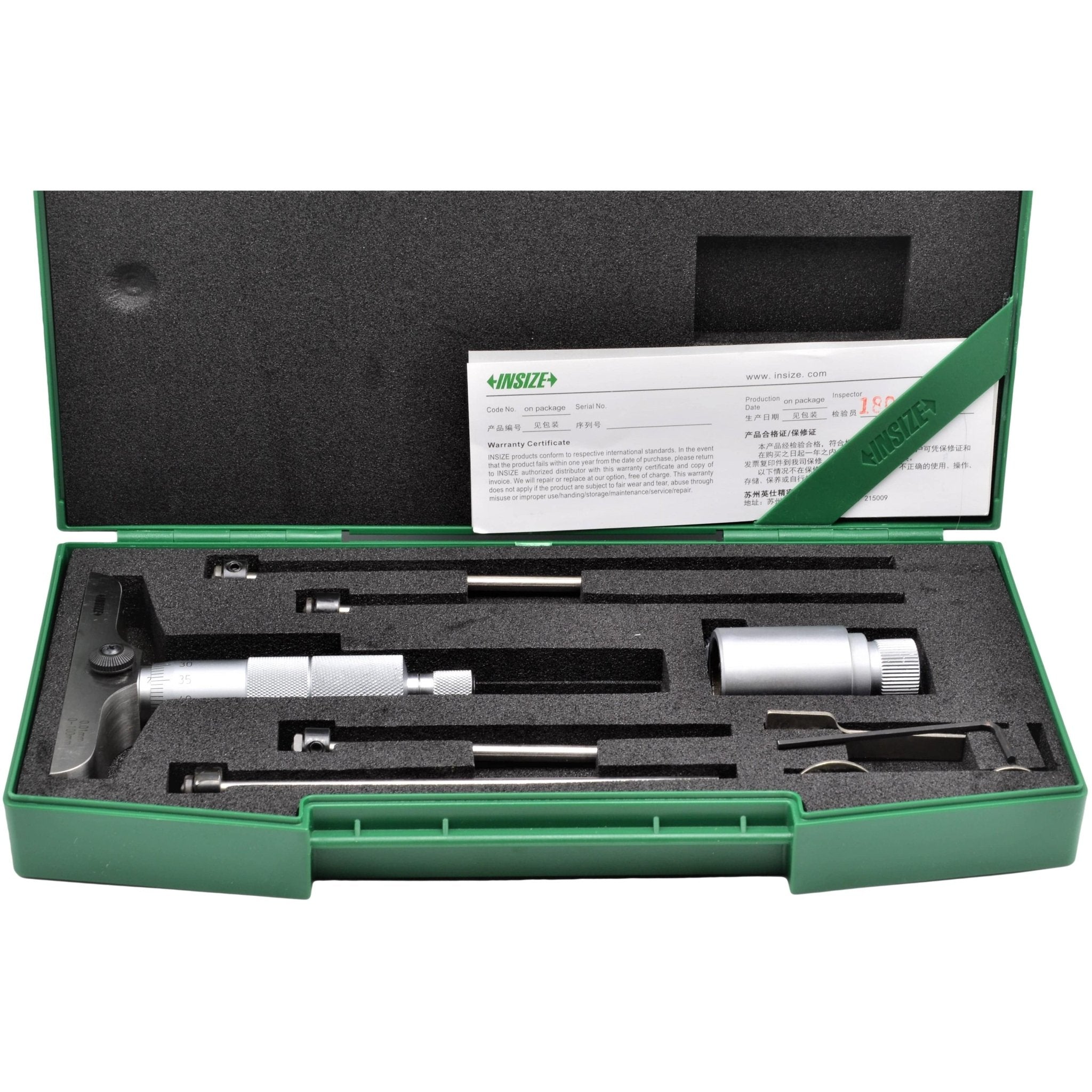 Insize 4pc Metric Depth Micrometer 0-100mm Range Series 3241-100 - Twin Eagle Imports