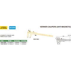 Insize Anti Magnetic Vernier Caliper 0-150mm Range Series 1224-150A - Twin Eagle Imports