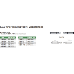 Insize Ball Tips for Gear Tooth Micrometers SØ3.0mm 7391-T5 - Twin Eagle Imports