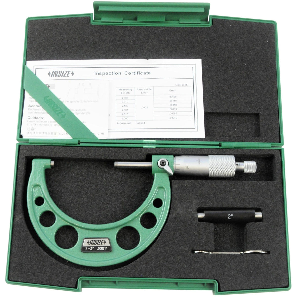 Insize Imperial Outside Micrometer 2-3" Range Series 3203-3A - Twin Eagle Imports