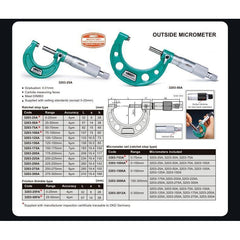 Insize Outside Micrometer Set 0 - 150mm x 0.01mm Range Series 3203-1506A