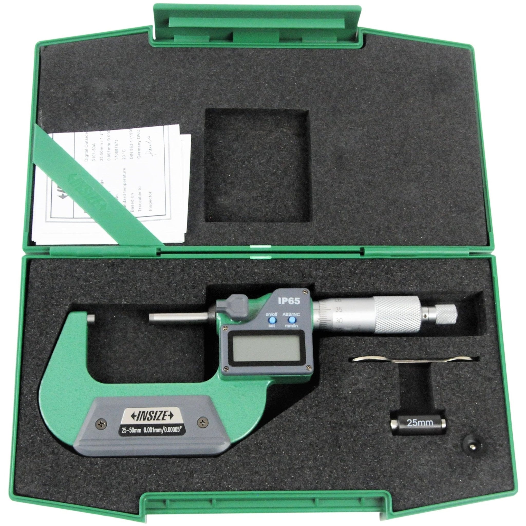 Insize IP65 Digital Outside Micrometer 25 - 50mm / 1-2" Range Series 3101-50A - Twin Eagle Imports